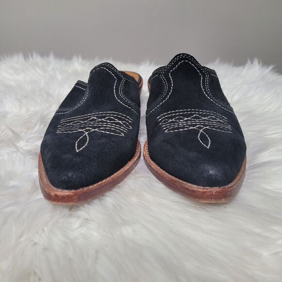 Patricia Nash Sz 8.5 Womens Battista Black Suede Pointed Toe Slip-On Mule Shoes - Picture 7 of 9